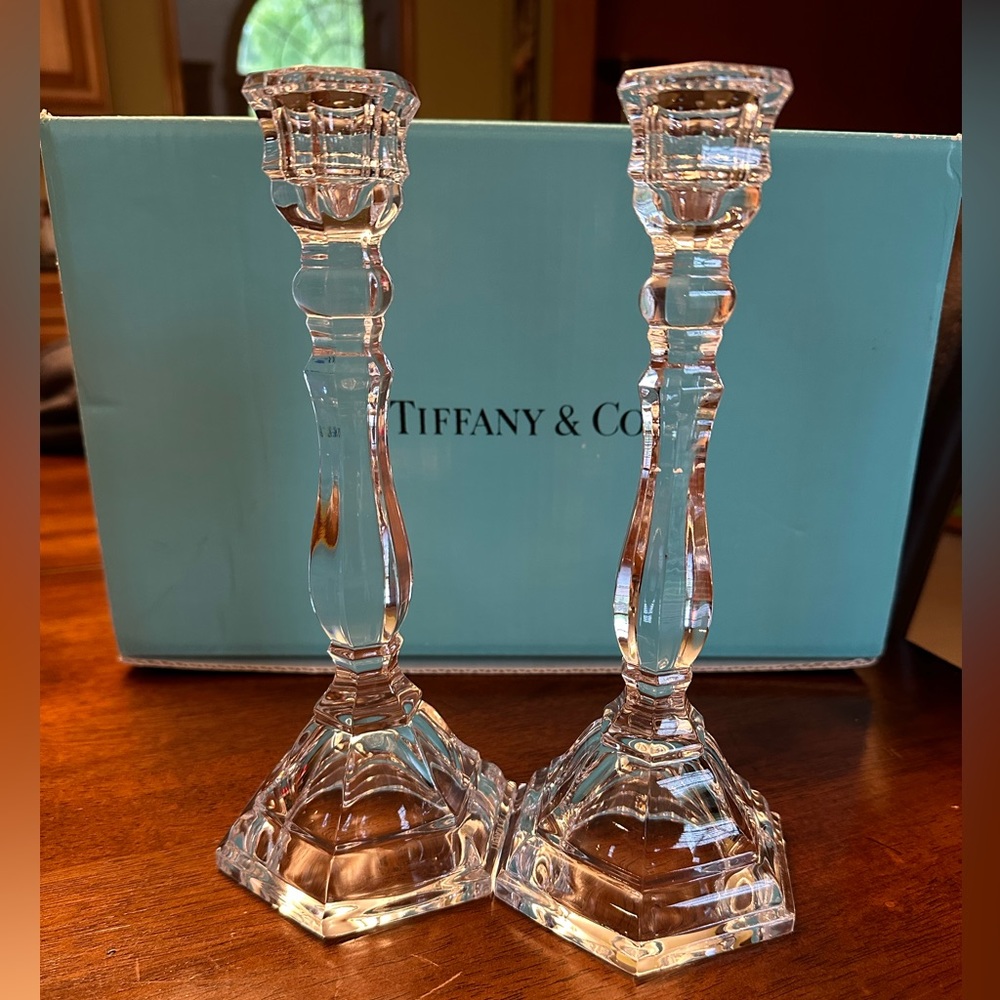 Tiffany & Co Glass Candlestick Holders
